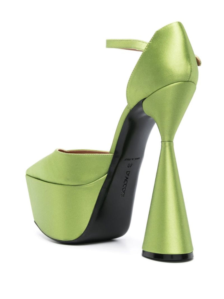 Green Reign 150 Platform Satin Pumps