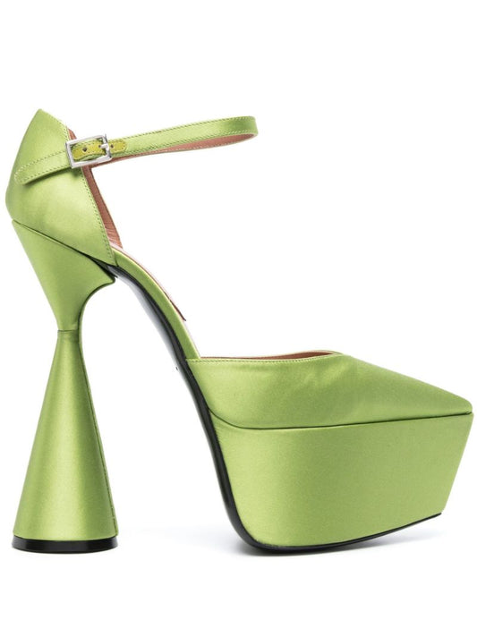 Green Reign 150 Platform Satin Pumps