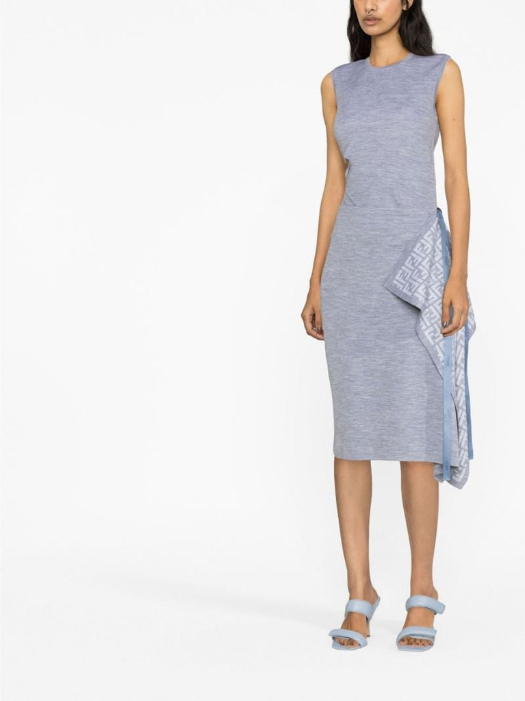 Grey Wrap Wool Midi Skirt