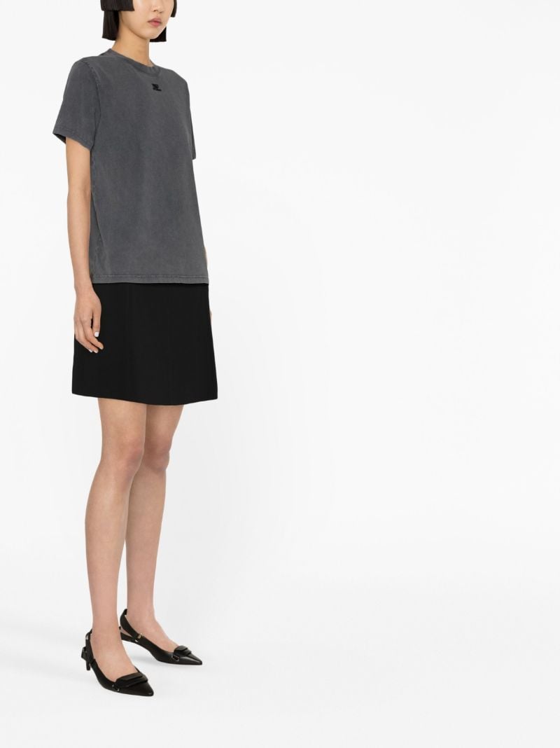 Grey Embroidered Logo Cotton T-shirt
