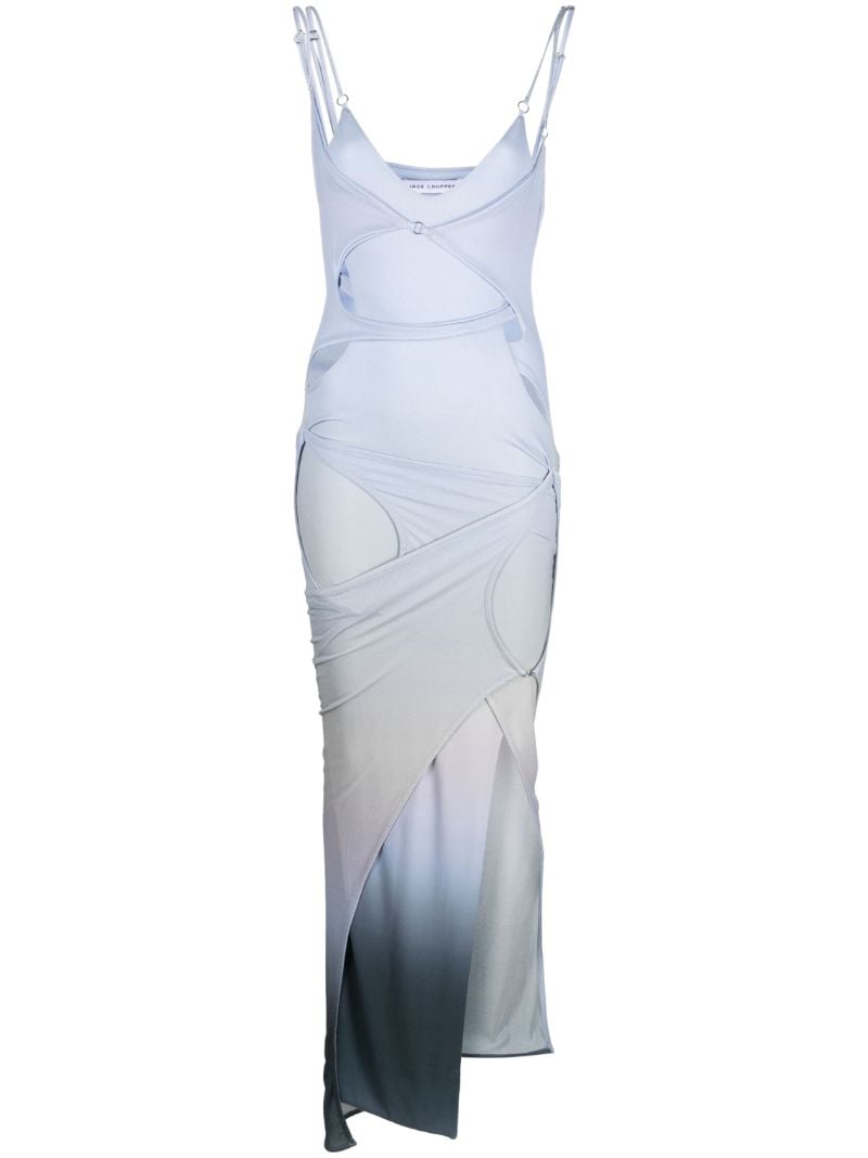 Blue Asymmetric Layered Maxi Dress