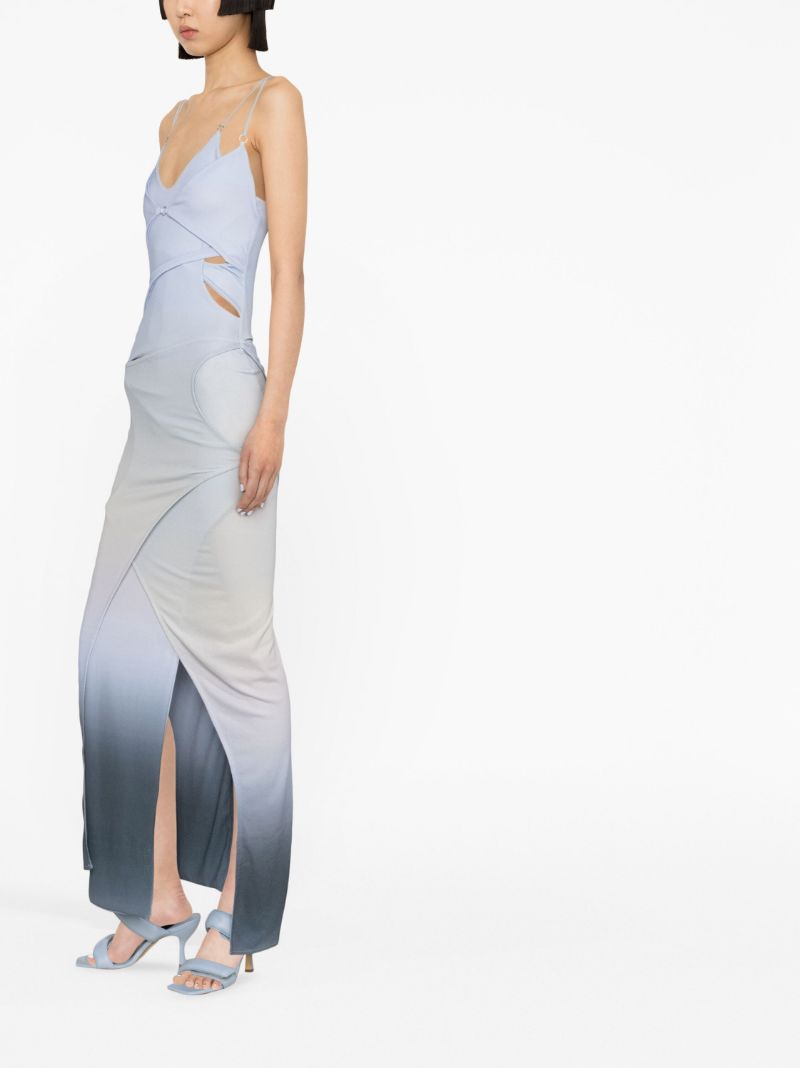 Blue Asymmetric Layered Maxi Dress