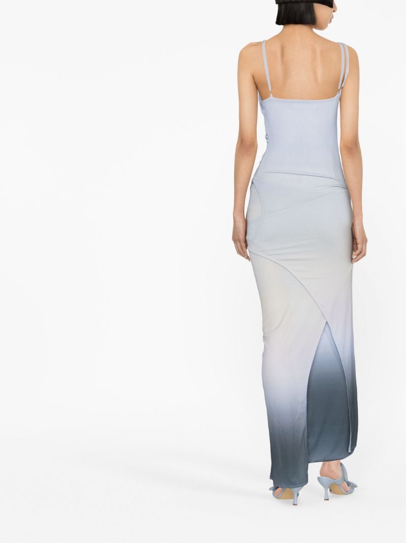 Blue Asymmetric Layered Maxi Dress