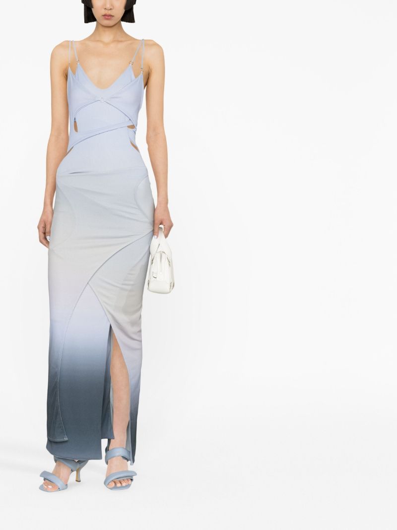 Blue Asymmetric Layered Maxi Dress