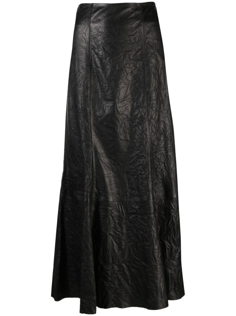 Black Floela High Waist Leather Maxi Skirt