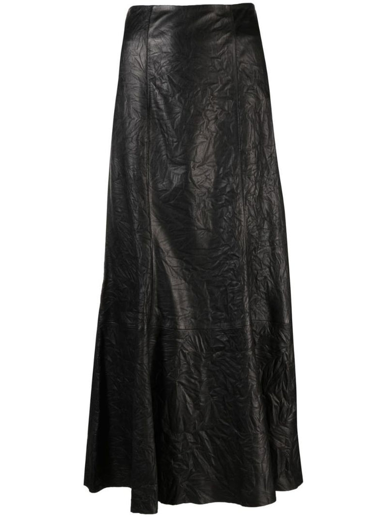Black Floela High Waist Leather Maxi Skirt