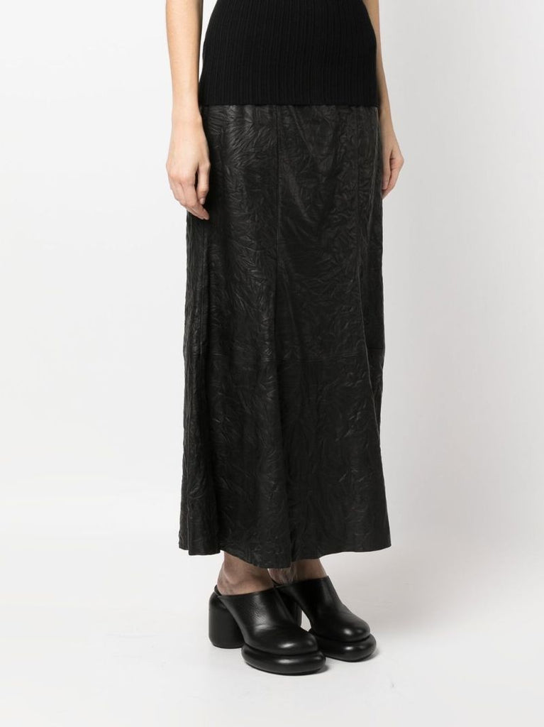 Black Floela High Waist Leather Maxi Skirt