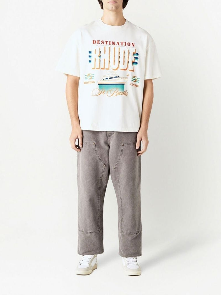 White Logo Print Cotton T-shirt