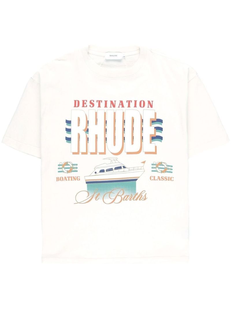 White Logo Print Cotton T-shirt