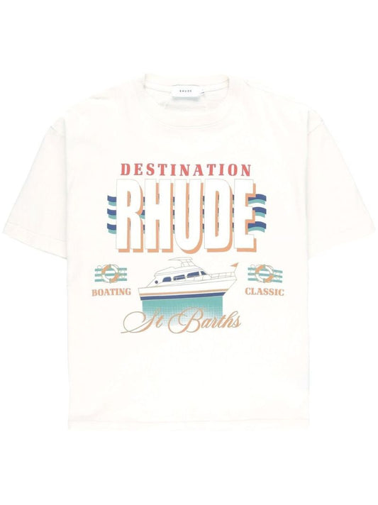 White Logo Print Cotton T-shirt