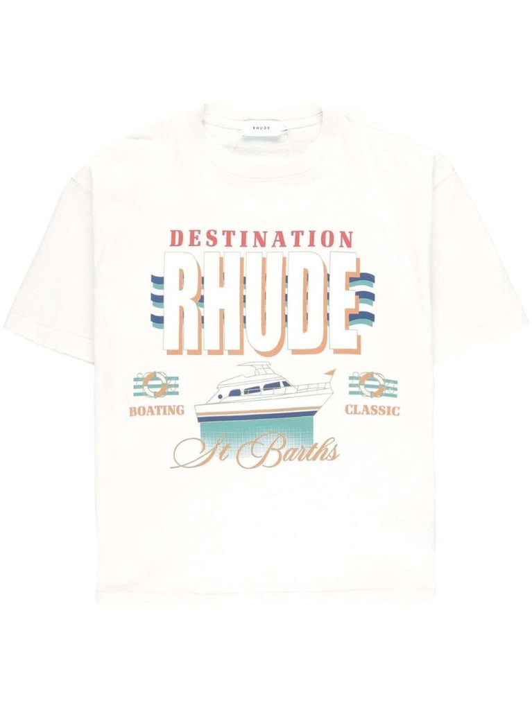 White Logo Print Cotton T-shirt