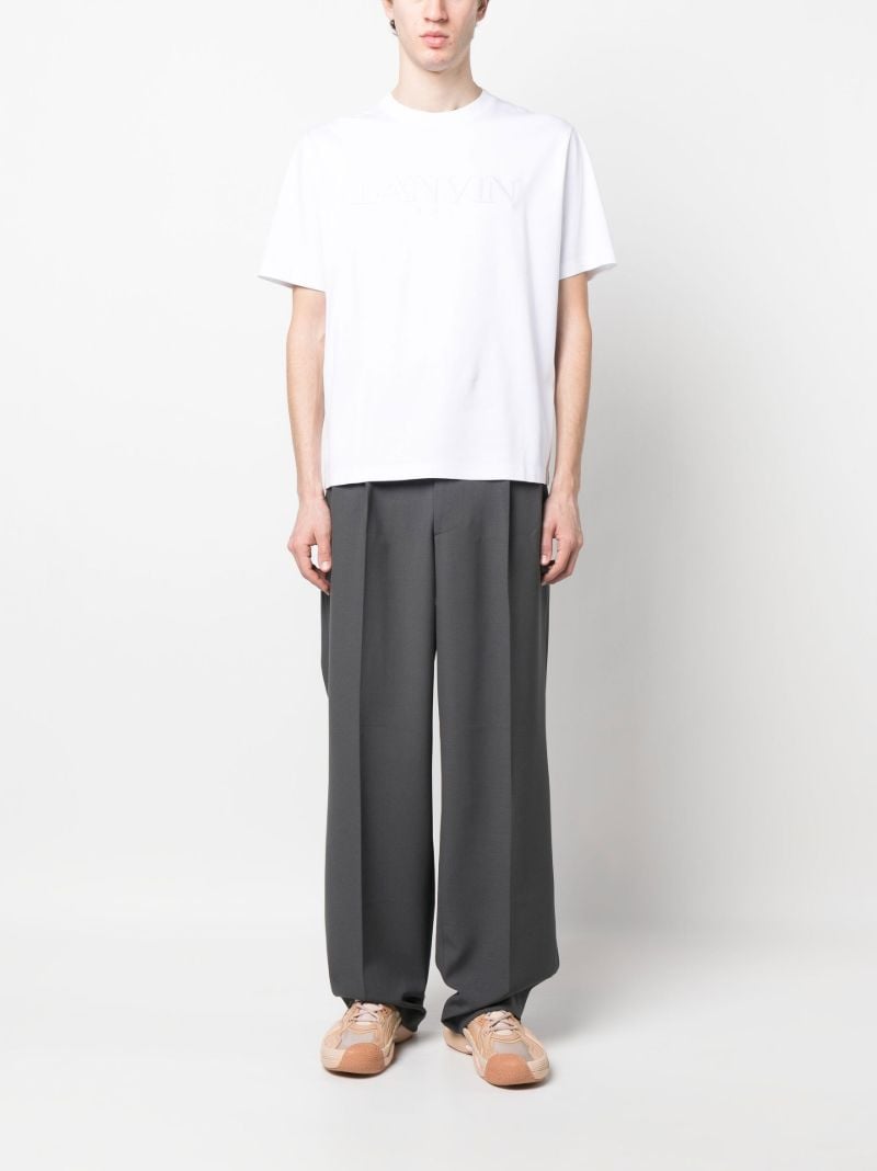 White Logo Embroidered Cotton T-shirt