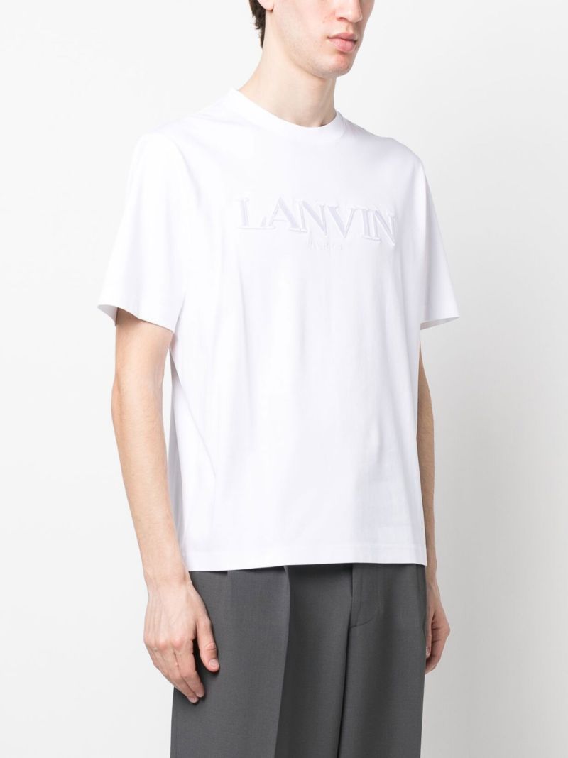 White Logo Embroidered Cotton T-shirt