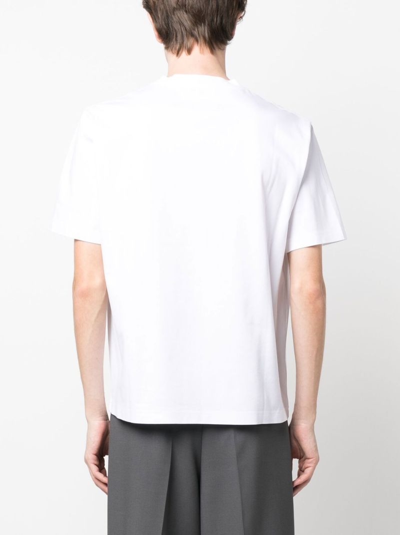 White Logo Embroidered Cotton T-shirt