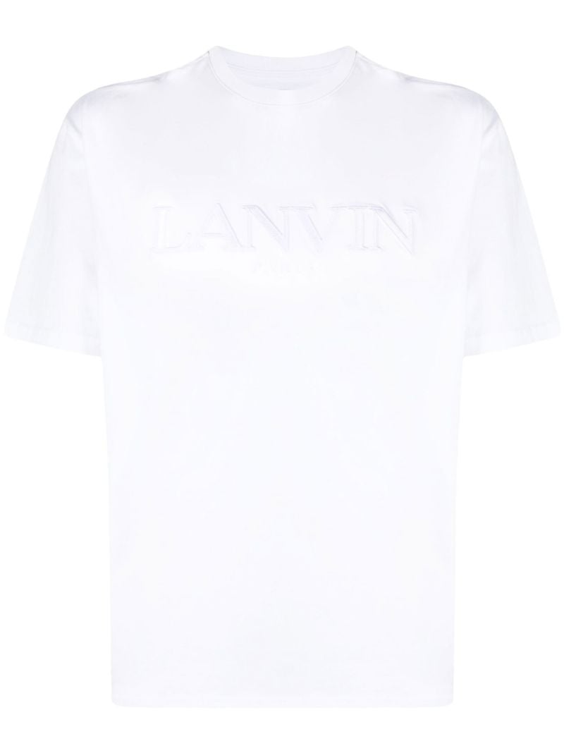 White Logo Embroidered Cotton T-shirt
