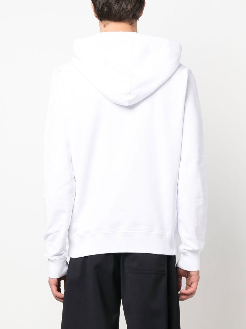 White Embroidered Logo Cotton Hoodie
