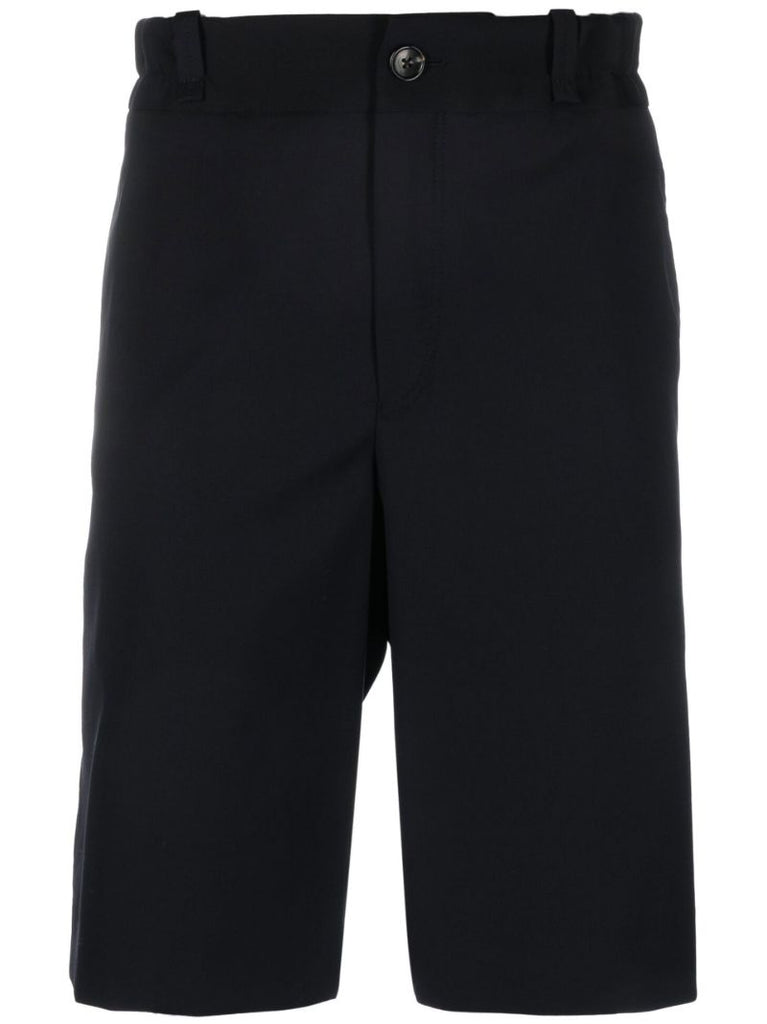 Blue Tailored Knee-length Wool Shorts