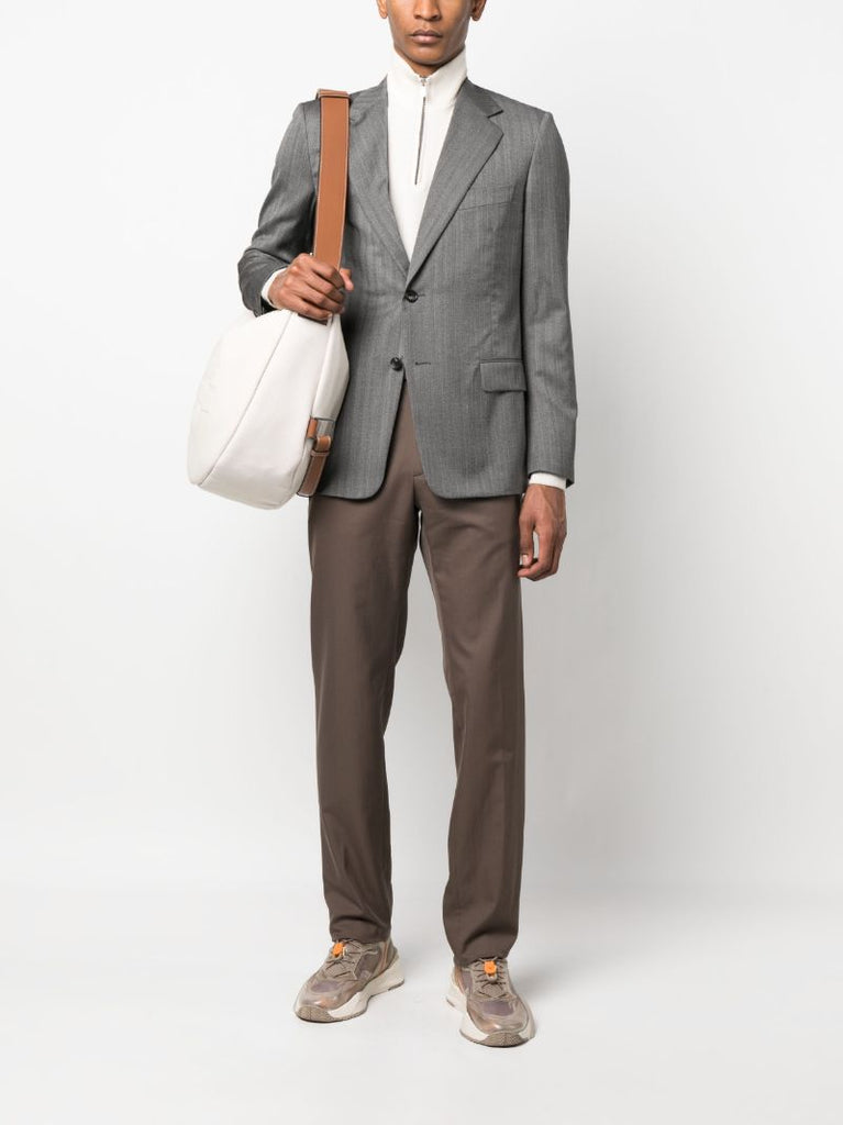 Grey Single Breasted Pinstripe Blazer