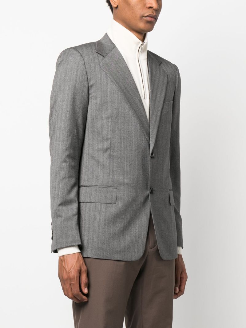 Grey Single Breasted Pinstripe Blazer