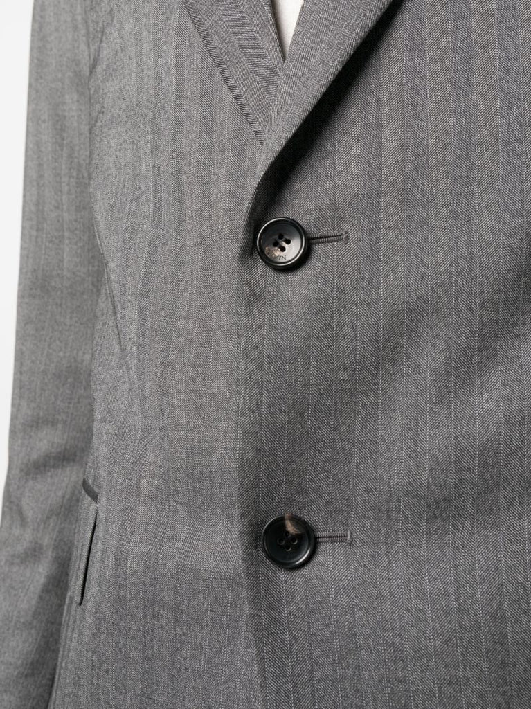 Grey Single Breasted Pinstripe Blazer