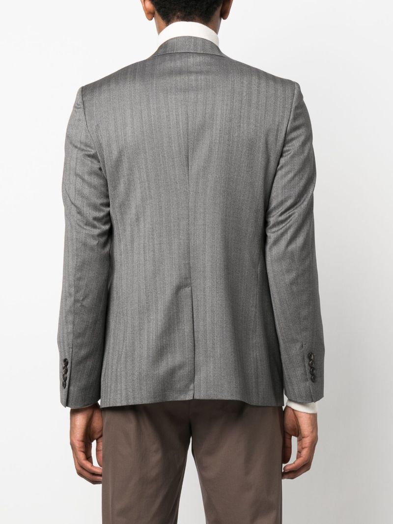 Grey Single Breasted Pinstripe Blazer