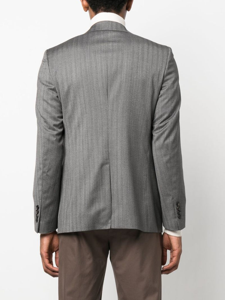 Grey Single Breasted Pinstripe Blazer