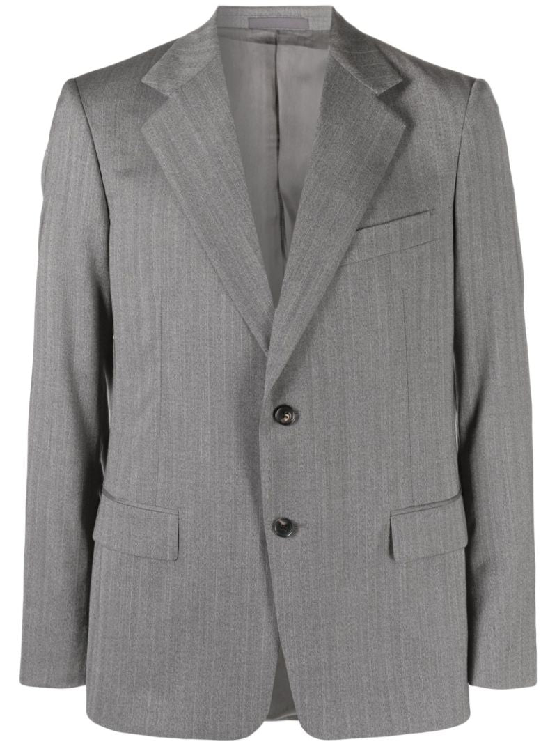 Grey Single Breasted Pinstripe Blazer