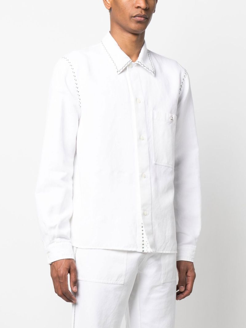 White Embroidered Long-sleeved Shirt