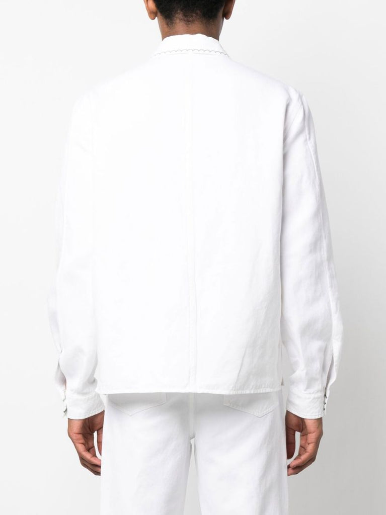 White Embroidered Long-sleeved Shirt