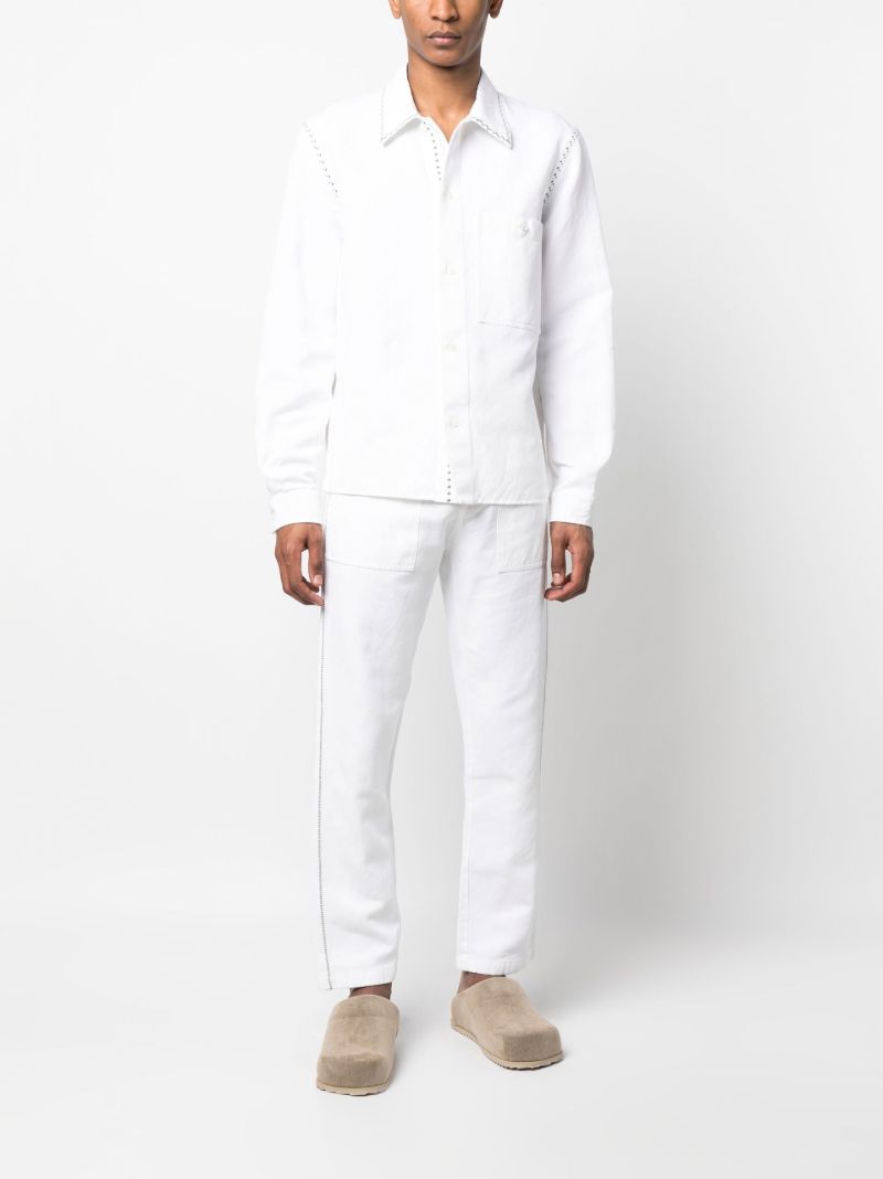 White Embroidered Long-sleeved Shirt