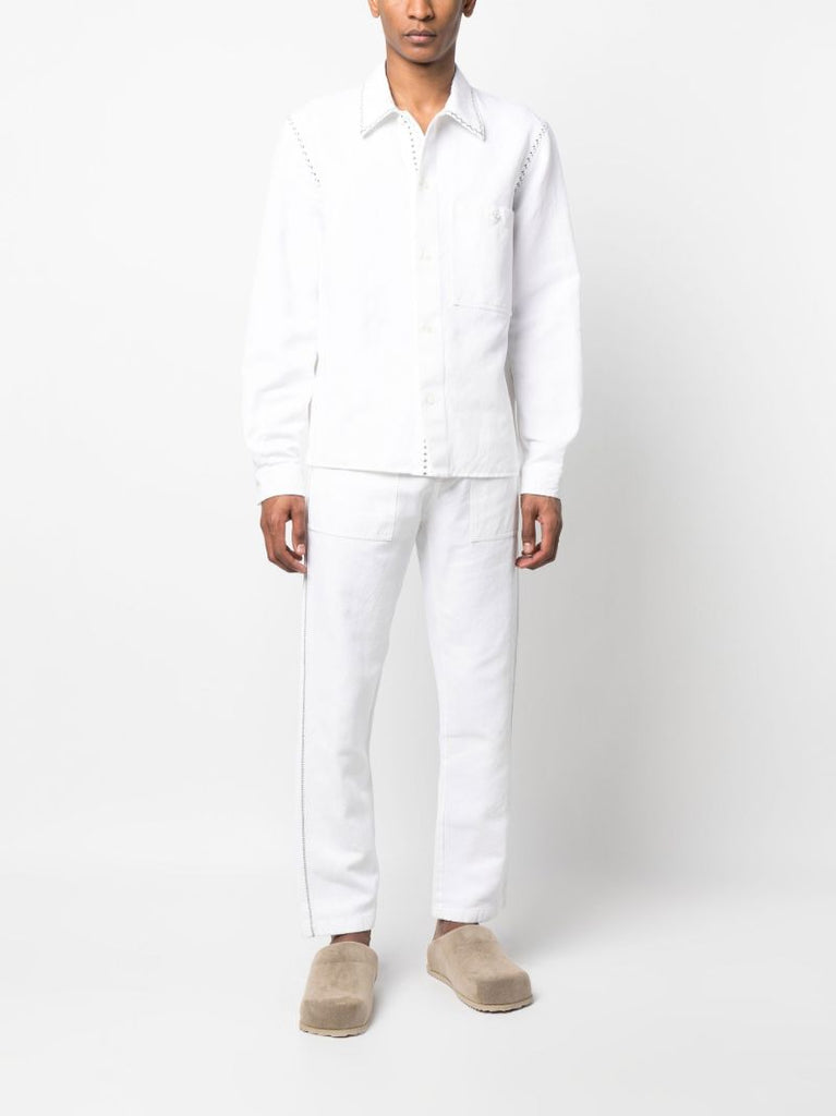 White Embroidered Long-sleeved Shirt