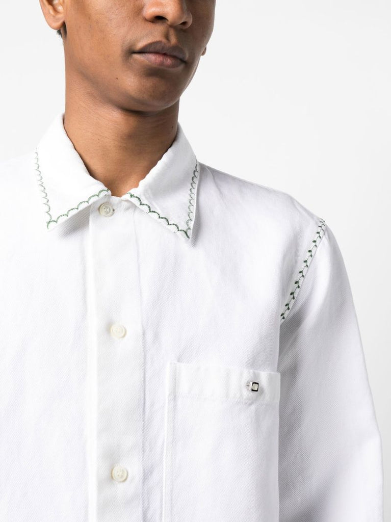 White Embroidered Long-sleeved Shirt