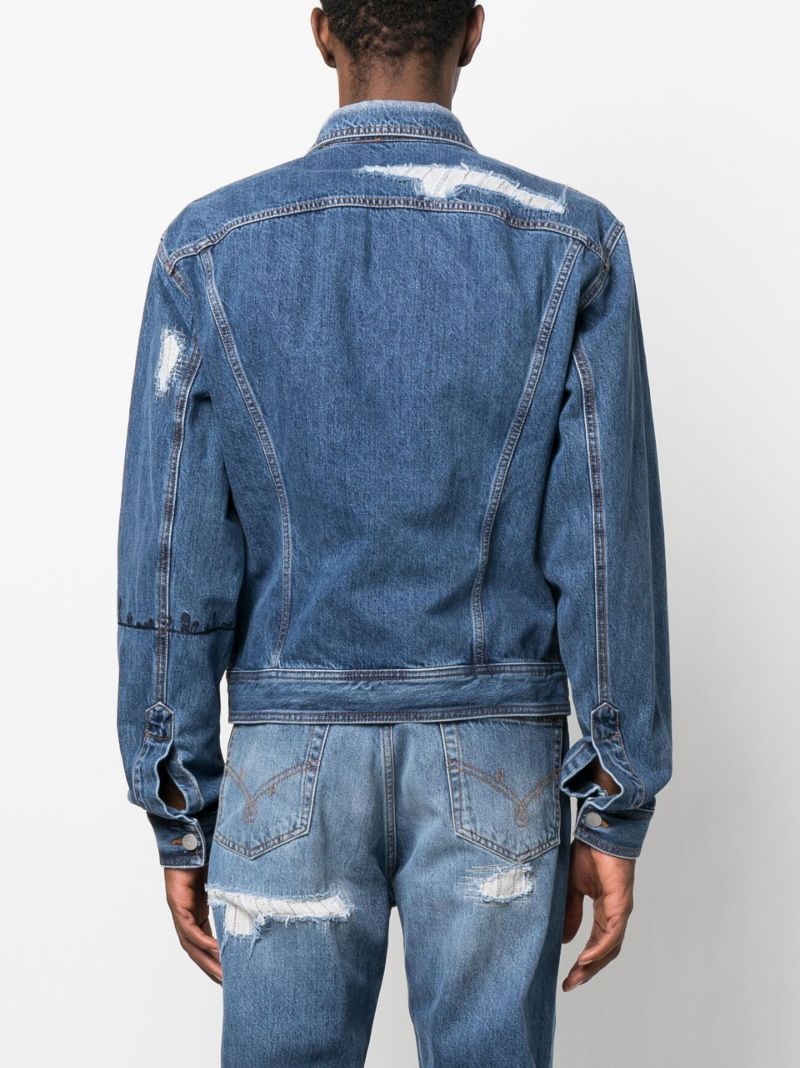 Blue Distressed Denim Jacket
