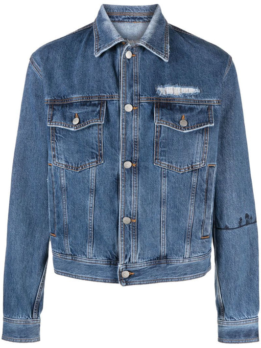 Blue Distressed Denim Jacket