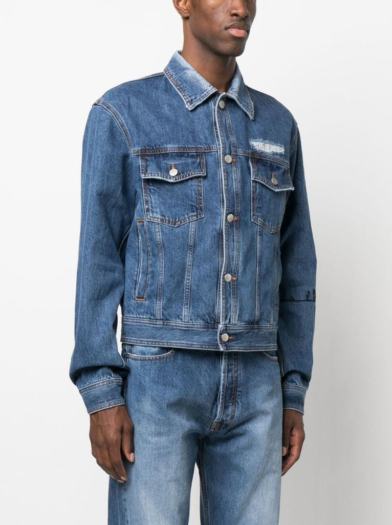 Blue Distressed Denim Jacket