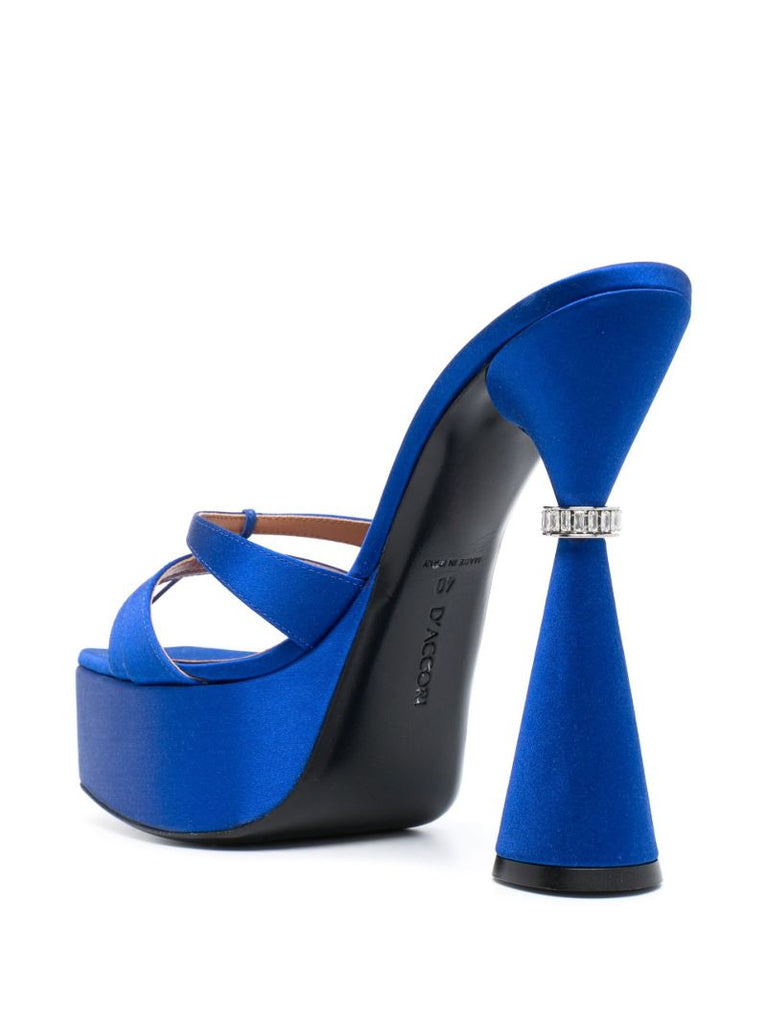 Blue Sienna 130 Platform Satin Mules