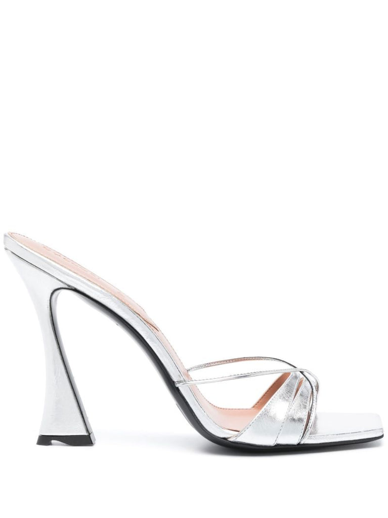 Silver-tone 110 Lust Metallic Mules