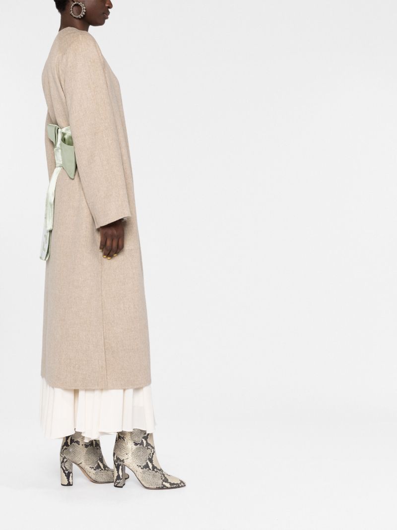 Neutral Belted Wool Overcoat