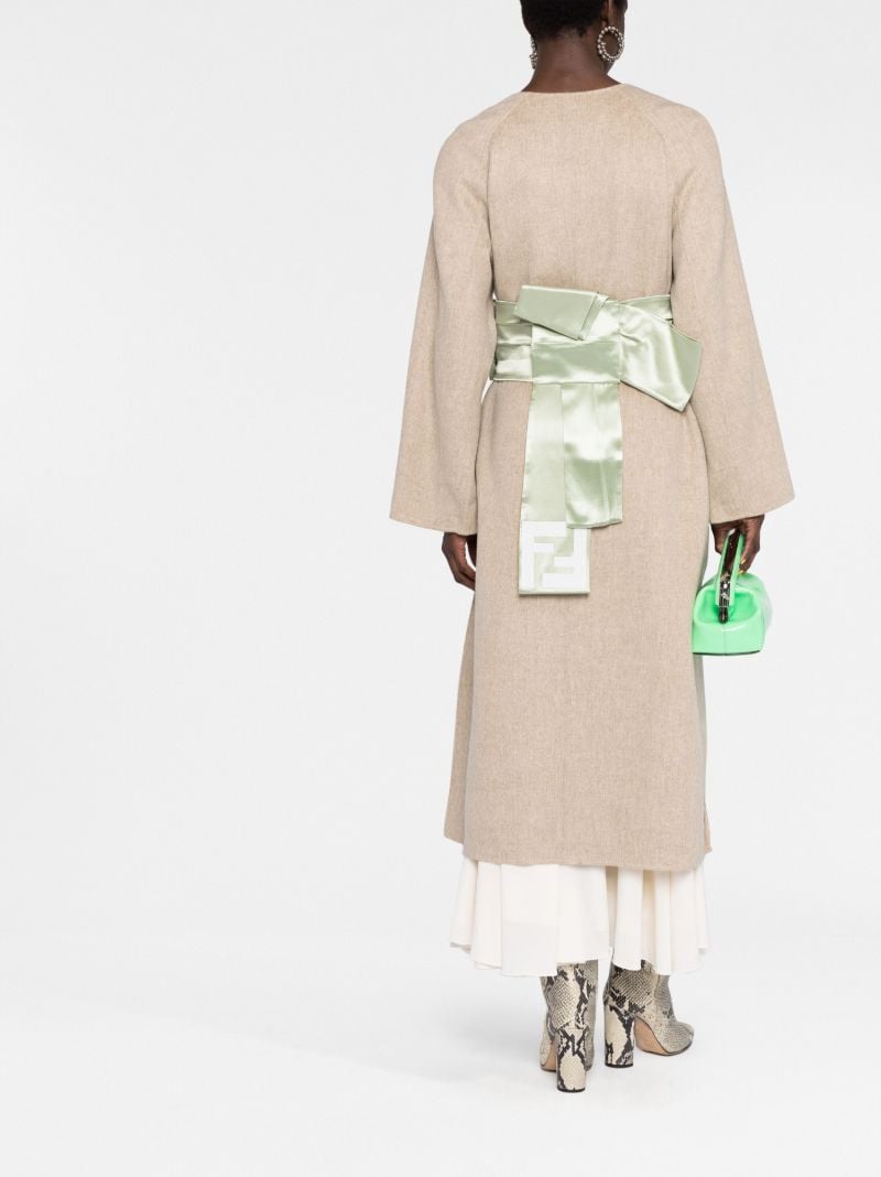 Neutral Belted Wool Overcoat