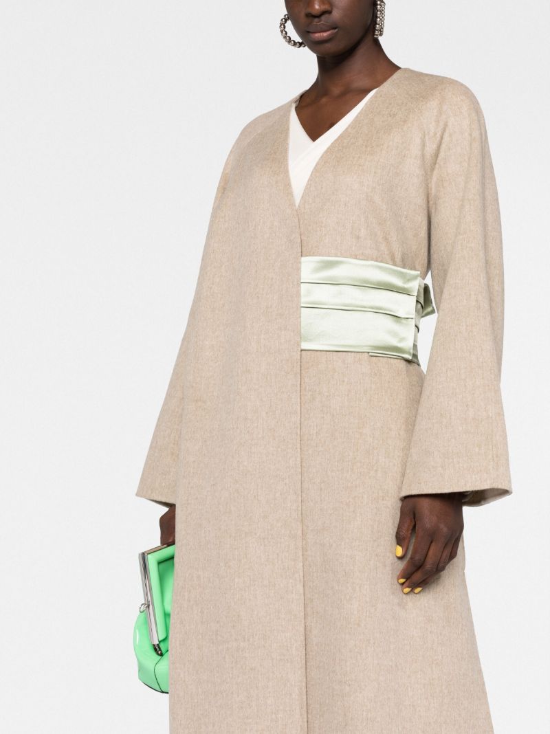 Neutral Belted Wool Overcoat