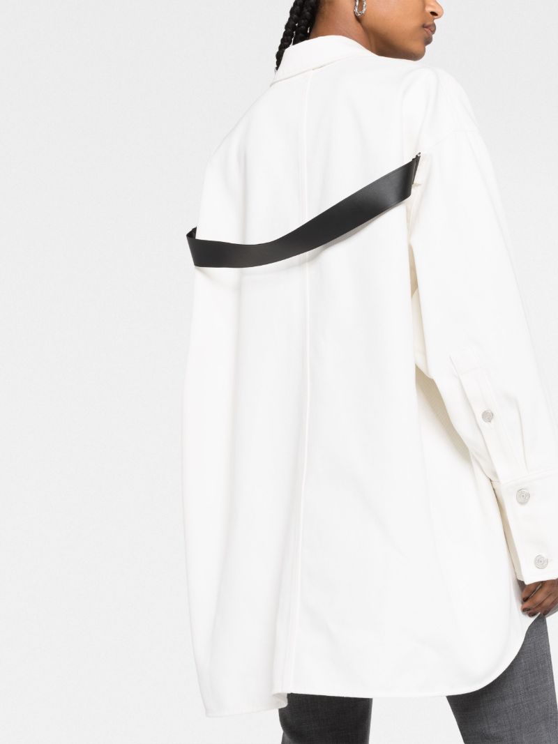 White Strap-detail Denim Shirt