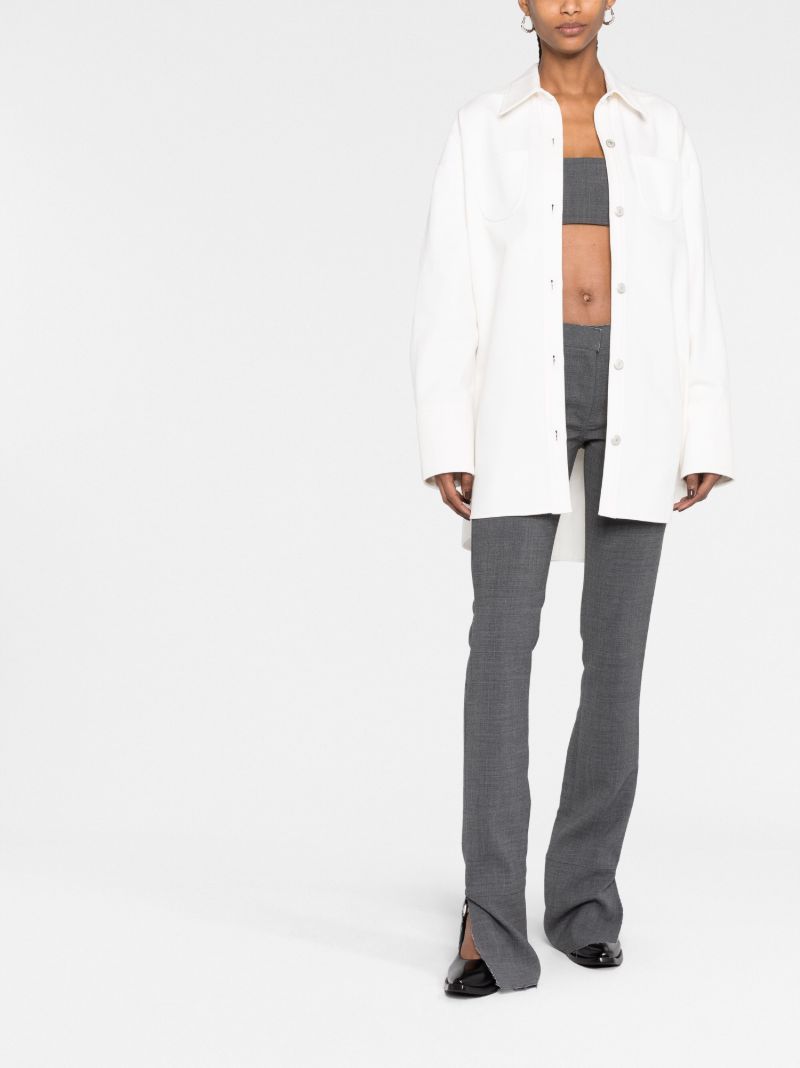 White Strap-detail Denim Shirt