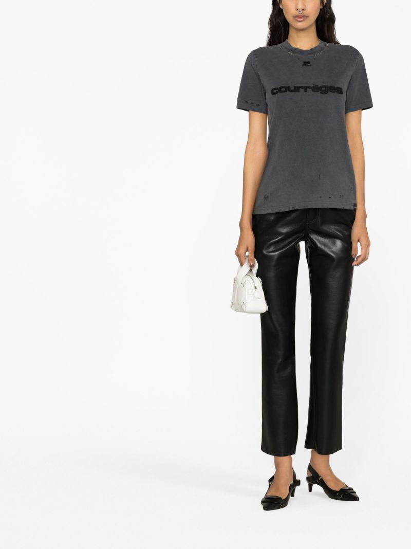 Grey Logo-embroidered Cotton T-shirt