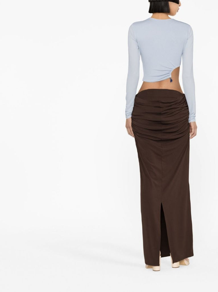 Blue Natural Stone Long-sleeve Cropped Top