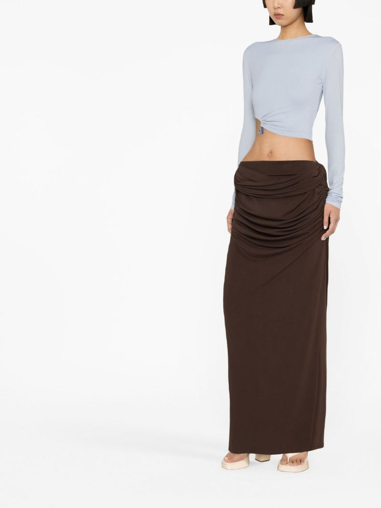 Blue Natural Stone Long-sleeve Cropped Top