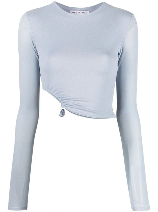 Blue Natural Stone Long-sleeve Cropped Top
