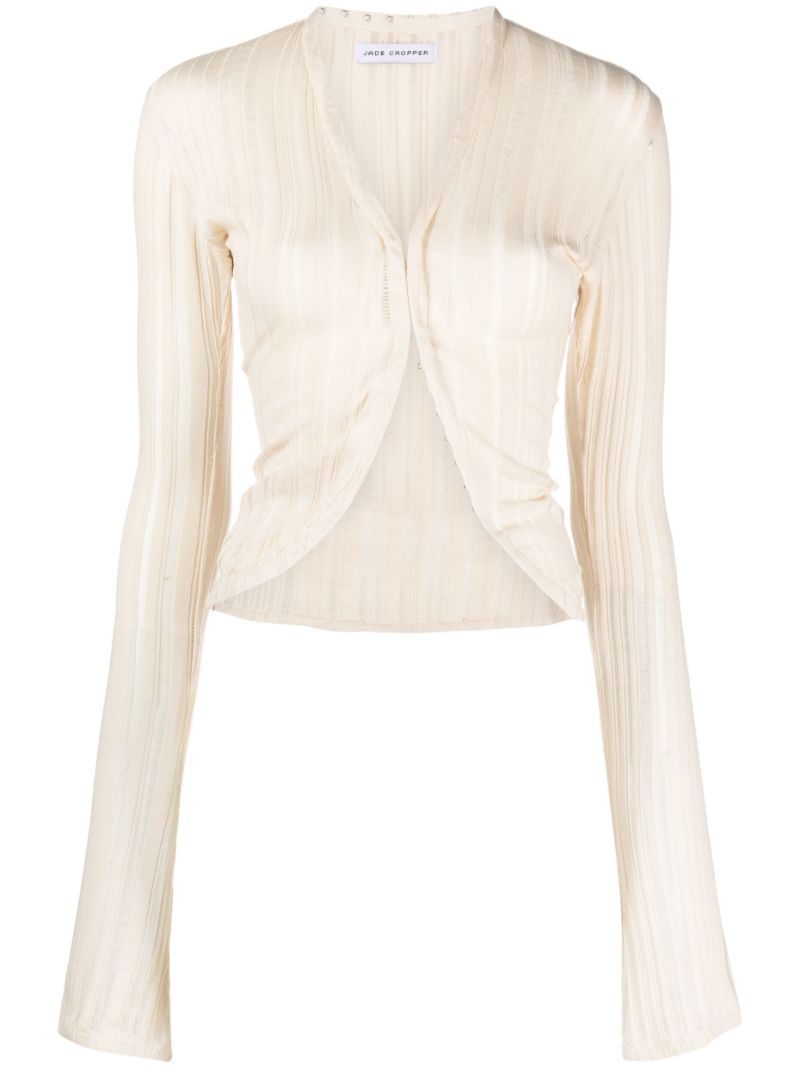Neutral Ribbed-knit Cardigan
