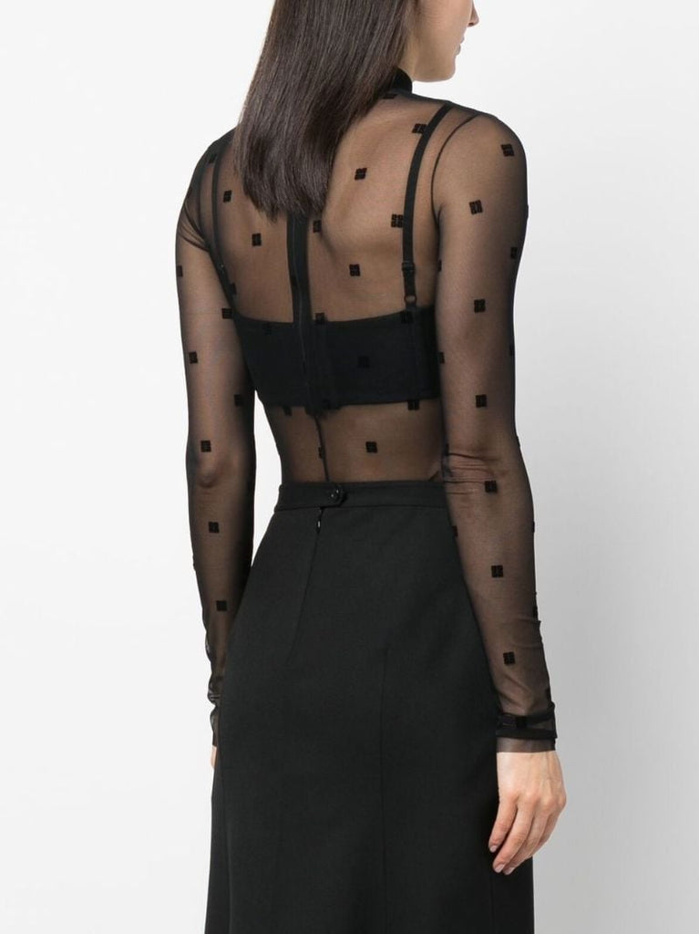 Black 4g Tulle Bodysuit