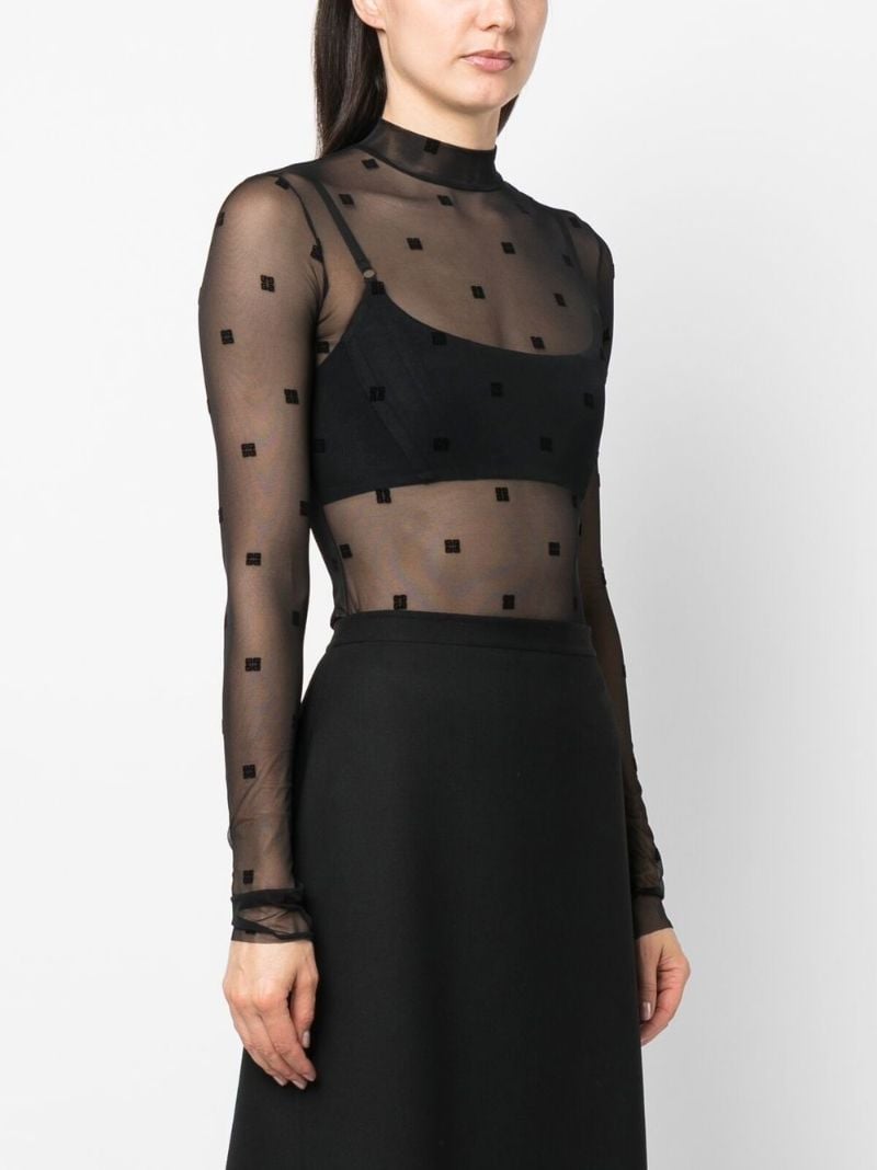Black 4g Tulle Bodysuit