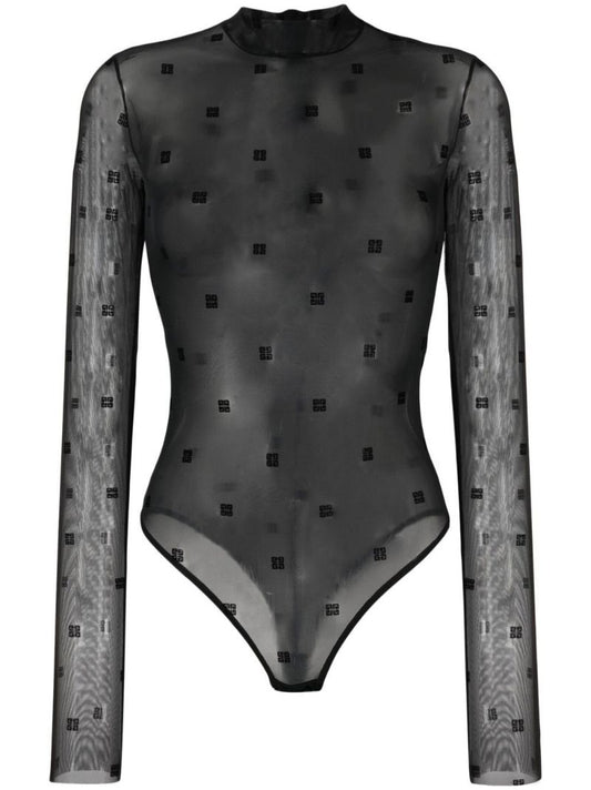 Black 4g Tulle Bodysuit